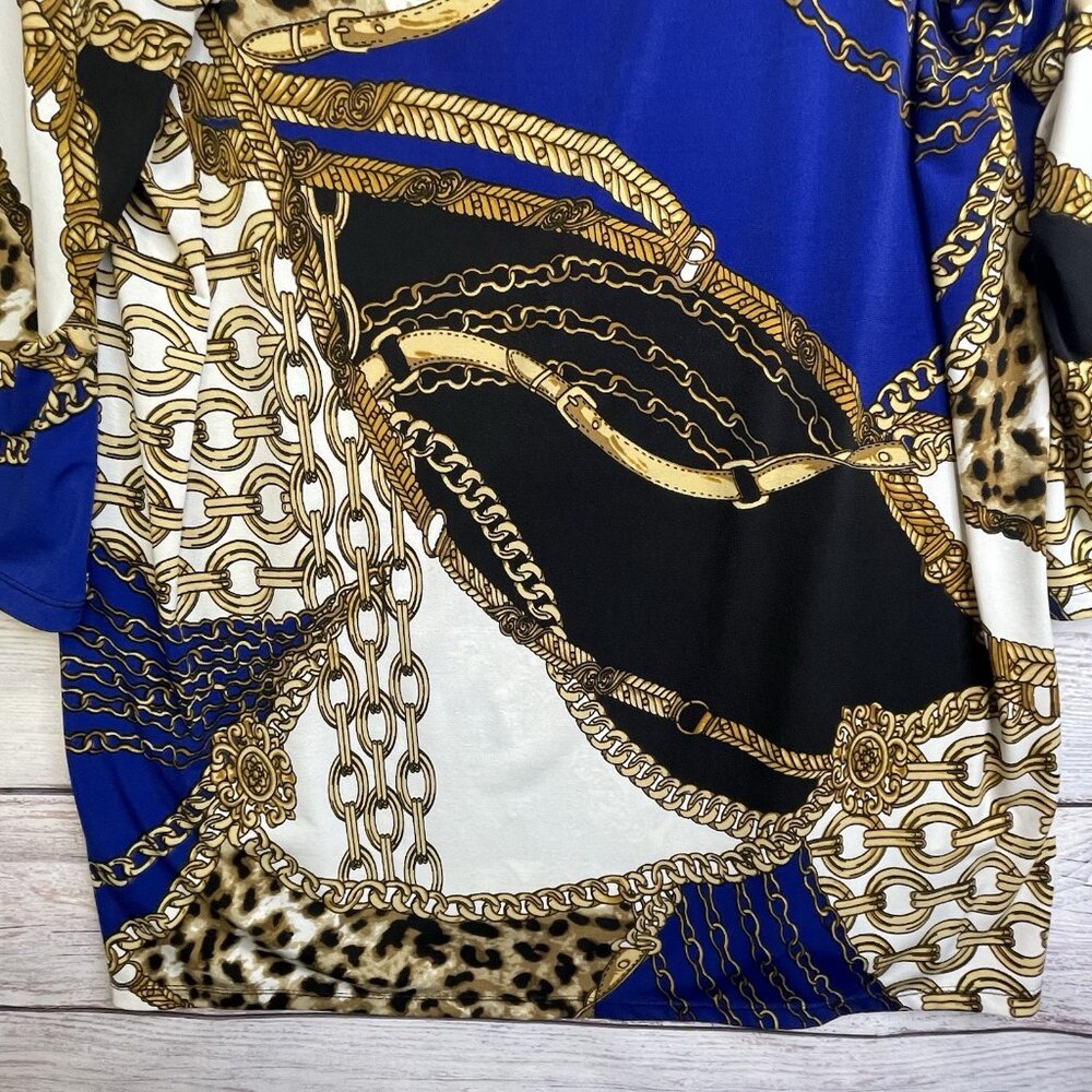 Sunny Leigh Shift Dress‎ Size 1X Equestrian Print Royal Blue BOHO Fairycore - Picture 4 of 9